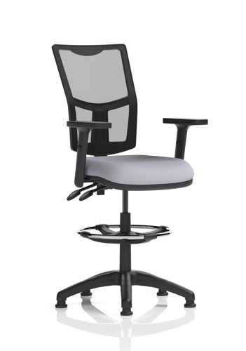 Eclipse Plus II Lever Task Operator Chair Mesh Back With High Rise Draughtsman Kit With Height Adjustable Arms Bespoke Colour Seat Quest Shell