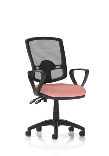 Eclipse Plus II Lever Task Operator Chair Deluxe Mesh Back With Loop Arms Bespoke Colour Seat Quest Shrimp