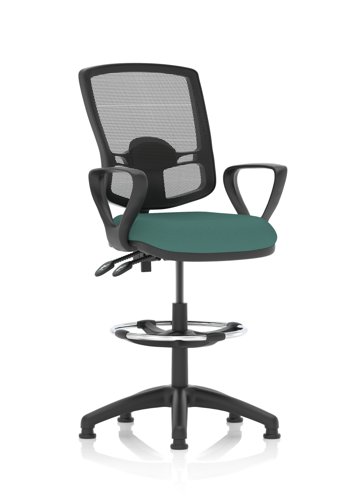 Eclipse Plus II Lever Task Operator Chair Deluxe Mesh Back With High Rise Draughtsman Kit With Loop Arms Bespoke Colour Seat Quest Kelp