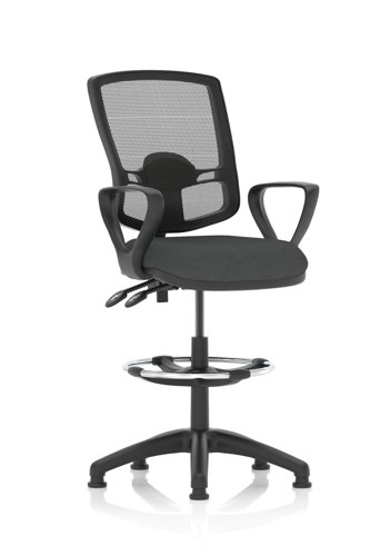 Eclipse Plus II Lever Task Operator Chair Deluxe Mesh Back With High Rise Draughtsman Kit With Loop Arms Bespoke Colour Seat Quest Mussel