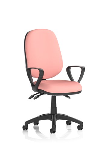 Eclipse Plus III Lever Task Operator Chair With Loop Arms Bespoke Colour Back And Seat Quest Shrimp