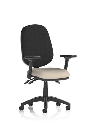 Eclipse Plus III Lever Task Operator Chair With Height Adjustable And Folding Arms Bespoke Colour Seat Quest Salt