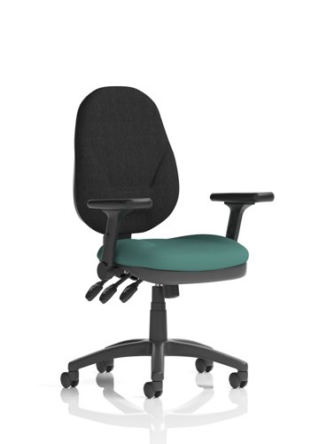 Eclipse Plus XL Lever Task Operator Chair With Height Adjustable And Folding Arms Bespoke Colour Seat Quest Kelp