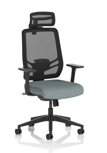 Ergo Twist Mesh Back Ergonomic Task Operator Office Chair With Height Adjustable Arms With Headrest Bespoke Colour Seat Rivet Tensile