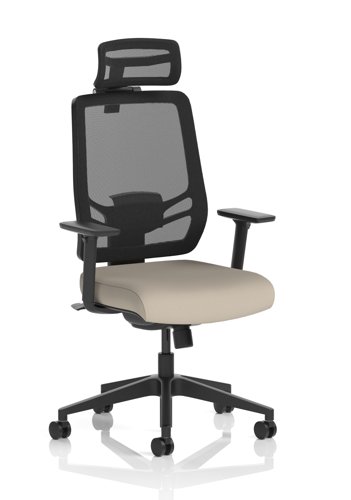 Ergo Twist Mesh Back Ergonomic Task Operator Office Chair With Height Adjustable Arms With Headrest Bespoke Colour Seat Quest Salt