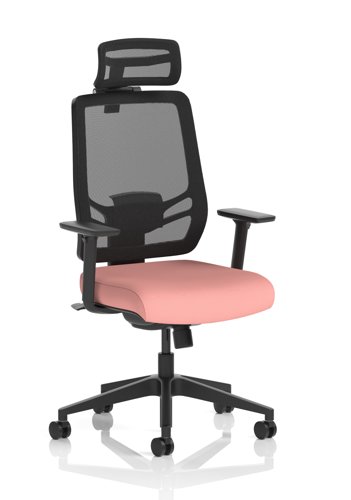 Ergo Twist Mesh Back Ergonomic Task Operator Office Chair With Height Adjustable Arms With Headrest Bespoke Colour Seat Quest Shrimp