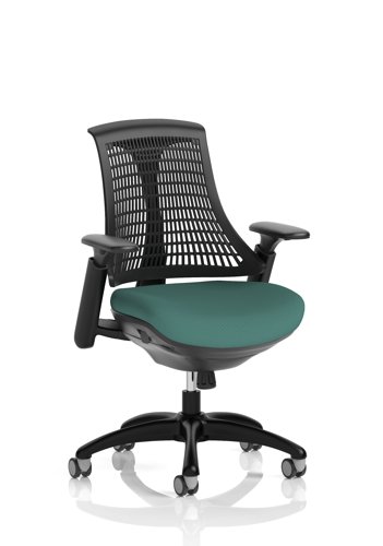 Flex Task Operator Chair Black Frame Black Back Bespoke Colour Seat Quest Kelp