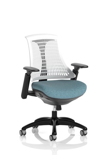 Flex Task Operator Chair Black Frame White Back Bespoke Colour Seat Rivet Quench