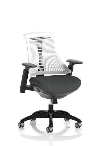 Flex Task Operator Chair Black Frame White Back Bespoke Colour Seat Quest Mussel
