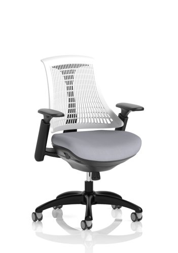 Flex Task Operator Chair Black Frame White Back Bespoke Colour Seat Quest Shell
