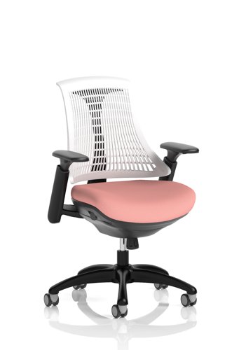 Flex Task Operator Chair Black Frame White Back Bespoke Colour Seat Quest Shrimp