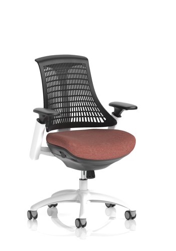 Flex Task Operator Chair White Frame Black Back Bespoke Colour Seat Rivet Forge