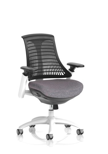 Flex Task Operator Chair White Frame Black Back Bespoke Colour Seat Rivet Fuse