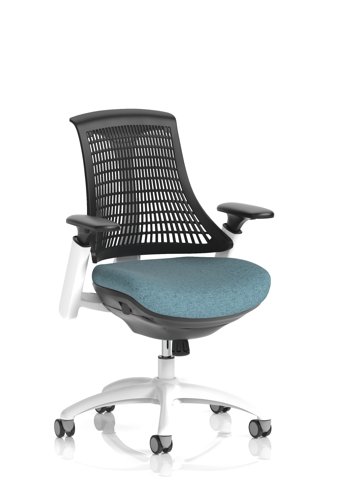 Flex Task Operator Chair White Frame Black Back Bespoke Colour Seat Rivet Quench