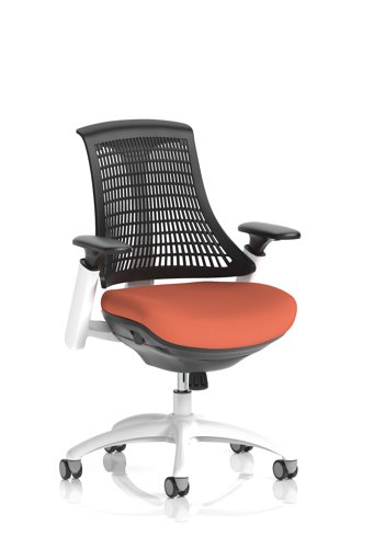 Flex Task Operator Chair White Frame Black Back Bespoke Colour Seat Quest Crab