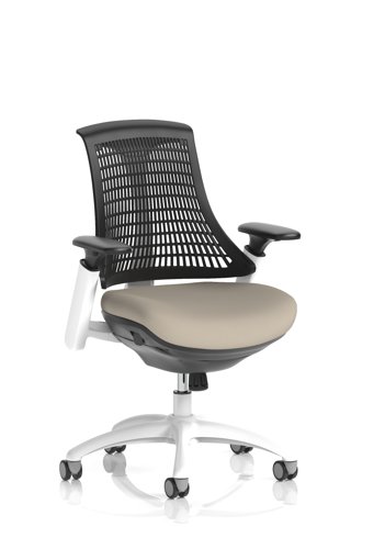 Flex Task Operator Chair White Frame Black Back Bespoke Colour Seat Quest Salt