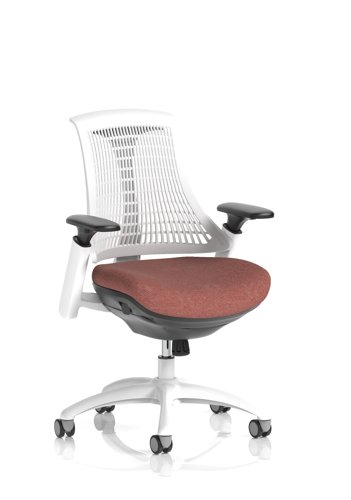 Flex Task Operator Chair White Frame White Back Bespoke Colour Seat Rivet Forge