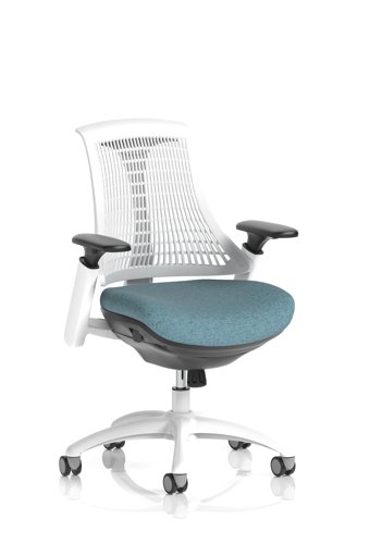 Flex Task Operator Chair White Frame White Back Bespoke Colour Seat Rivet Quench