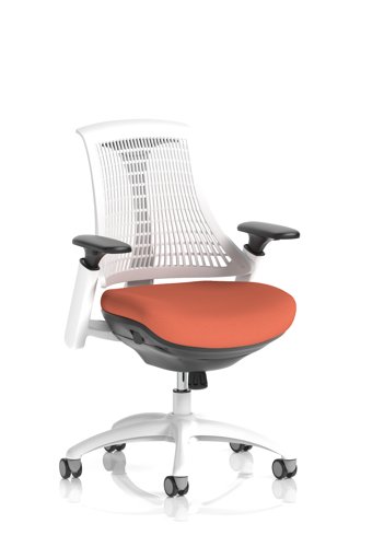 Flex Task Operator Chair White Frame White Back Bespoke Colour Seat Quest Crab