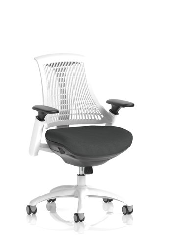 Flex Task Operator Chair White Frame White Back Bespoke Colour Seat Quest Mussel