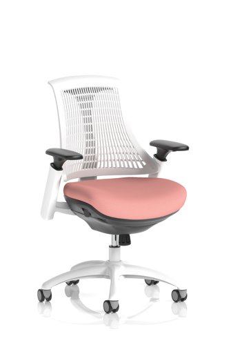 Flex Task Operator Chair White Frame White Back Bespoke Colour Seat Quest Shrimp
