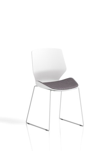 Florence Sled White Frame Visitor Chair Bespoke Colour Rivet Fuse