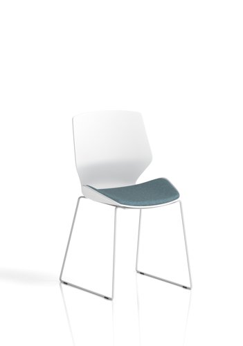 Florence Sled White Frame Visitor Chair Bespoke Colour Rivet Quench