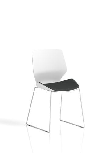 Florence Sled White Frame Visitor Chair Bespoke Colour Quest Mussel
