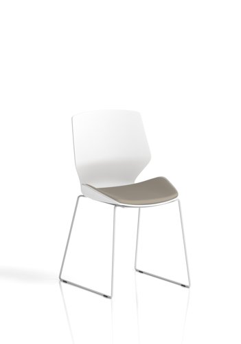 Florence Sled White Frame Visitor Chair Bespoke Colour Quest Salt