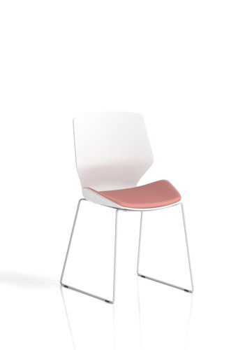 Florence Sled White Frame Visitor Chair Bespoke Colour Quest Shrimp