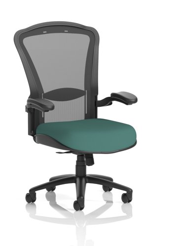 Houston Heavy Duty Task Operator Chair Black Mesh Back Bespoke Colour Seat Quest Kelp