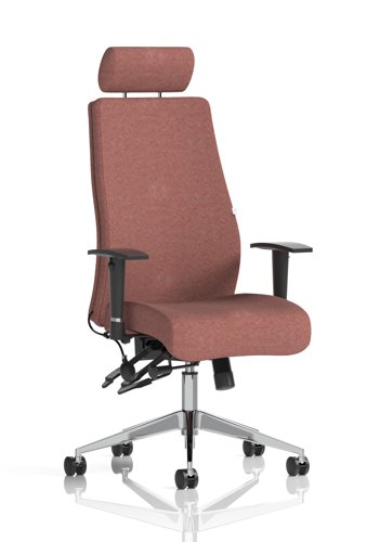 Onyx Ergo Posture Chair With Height Adjustable Arms With Headrest Bespoke Colour Back And Seat Rivet Forge