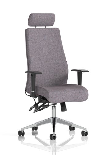 Onyx Ergo Posture Chair With Height Adjustable Arms With Headrest Bespoke Colour Back And Seat Rivet Fuse