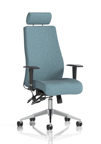 Onyx Ergo Posture Chair With Height Adjustable Arms With Headrest Bespoke Colour Back And Seat Rivet Quench