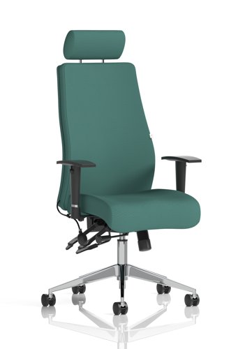 Onyx Ergo Posture Chair With Height Adjustable Arms With Headrest Bespoke Colour Back And Seat Quest Kelp