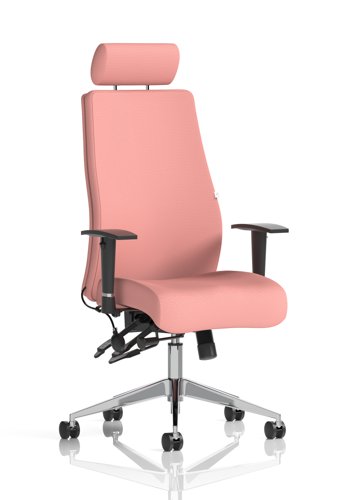 Onyx Ergo Posture Chair With Height Adjustable Arms With Headrest Bespoke Colour Back And Seat Quest Shrimp