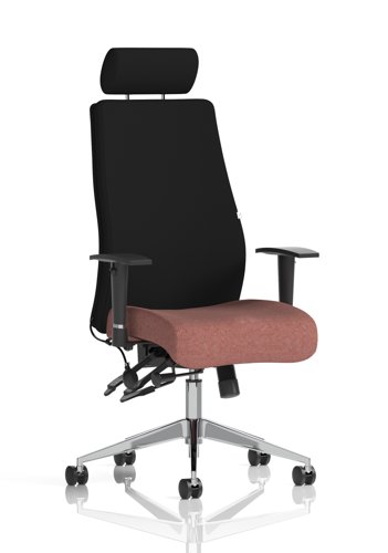 Onyx Ergo Posture Chair With Height Adjustable Arms With Headrest Bespoke Colour Seat Rivet Forge