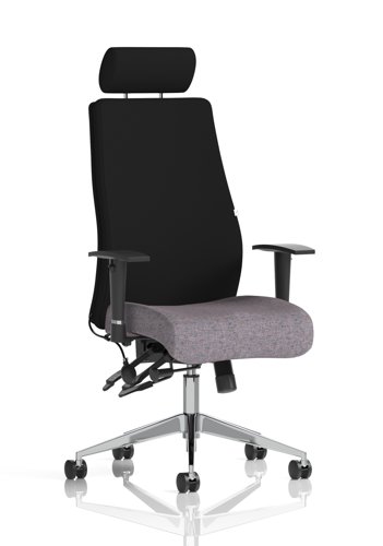 Onyx Ergo Posture Chair With Height Adjustable Arms With Headrest Bespoke Colour Seat Rivet Fuse