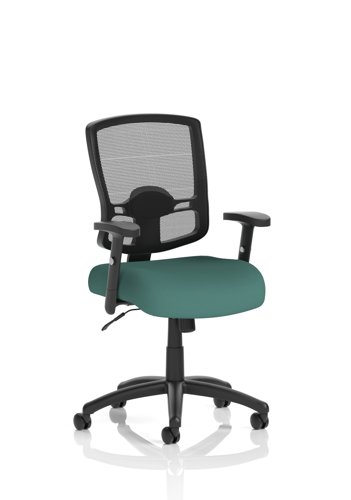 Portland Task Operator Chair Mesh Back With Height Adjustable Arms Bespoke Colour Seat Quest Kelp