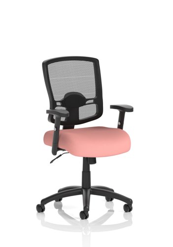 Portland Task Operator Chair Mesh Back With Height Adjustable Arms Bespoke Colour Seat Quest Shrimp