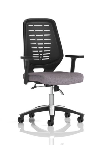 Relay Task Operator Chair Black Back With Height Adjustable Arms Bespoke Colour Rivet Fuse