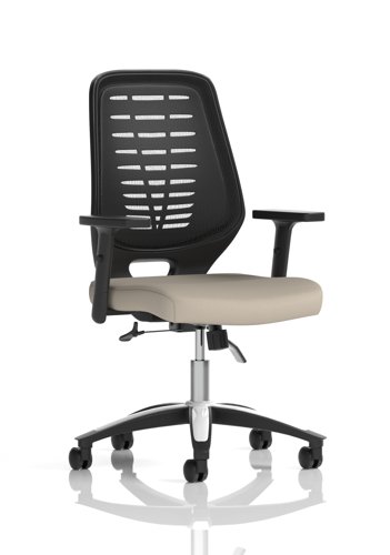 Relay Task Operator Chair Black Back With Height Adjustable Arms Bespoke Colour Quest Salt