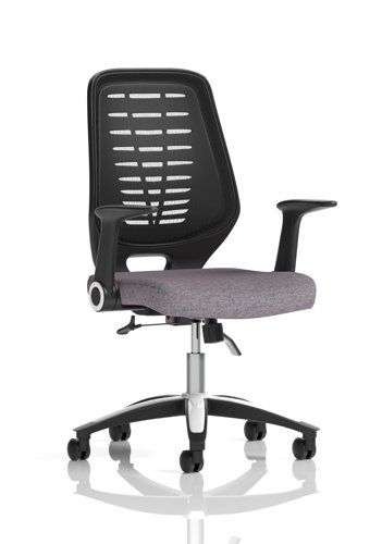 Relay Task Operator Chair Black Back With Folding Arms Bespoke Colour Rivet Fuse