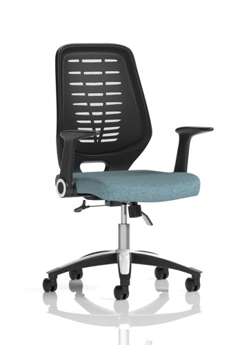 Relay Task Operator Chair Black Back With Folding Arms Bespoke Colour Rivet Quench