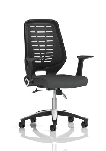 Relay Task Operator Chair Black Back With Folding Arms Bespoke Colour Quest Mussel