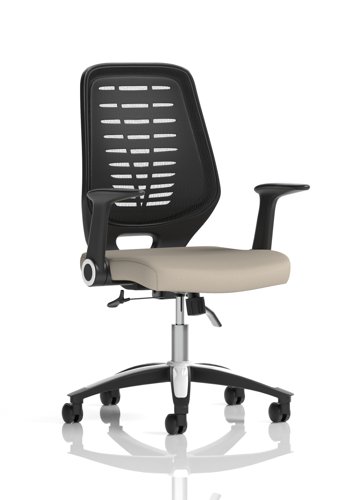 Relay Task Operator Chair Black Back With Folding Arms Bespoke Colour Quest Salt