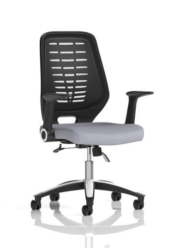 Relay Task Operator Chair Black Back With Folding Arms Bespoke Colour Quest Shell