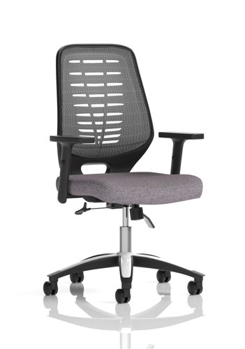 Relay Task Operator Chair Silver Back With Height Adjustable Arms Bespoke Colour Rivet Fuse
