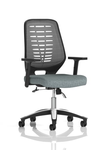 Relay Task Operator Chair Silver Back With Height Adjustable Arms Bespoke Colour Rivet Tensile