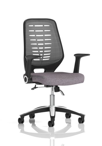 Relay Task Operator Chair Silver Back With Folding Arms Bespoke Colour Rivet Fuse